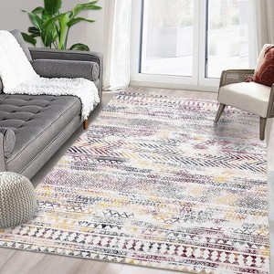 Modern Washable Rug - Non-Slip Kitchen & Bathroom Mat for Laundry, Nursery, Office, Living & Dining Room - Contemporary Carpet - 1 of 4