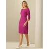 Hobemty Women's 3/4 Sleeve Work Boat Neck Elegant Business Sheath Dresses - 3 of 4
