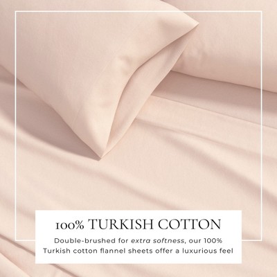 King Size Blush Pink Cotton Flannel Sheet Set