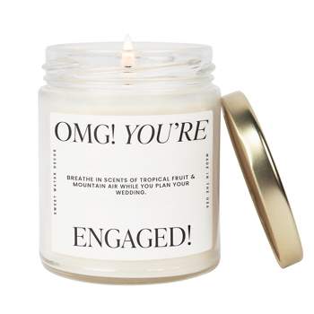 Sweet Water Decor OMG You're Engaged Large Quote Text 9oz Clear Jar Candle