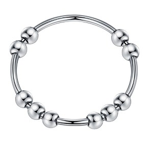 Turandoss S925 Sterling Silver Fidget Rings for Women Men- Dainty Silver Anxiety Spinner Ring with 10 Beads, Birthday Christmas Gifts for Women Men - 1 of 4