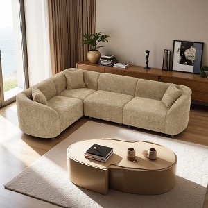 104" L-Shaped Sectional Sofa with Chaise, BouclÃ© Upholstery - 1 of 4