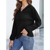Whizmax Women's V-neck Spring T-shirt Thin Casual Loose Button Up Pullover Hoodies Black L - 3 of 4