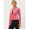 INSPIRE CHIC Women's 1 Button Lapel Collar Business Office Crop Suit Velvet Blazer - 2 of 4