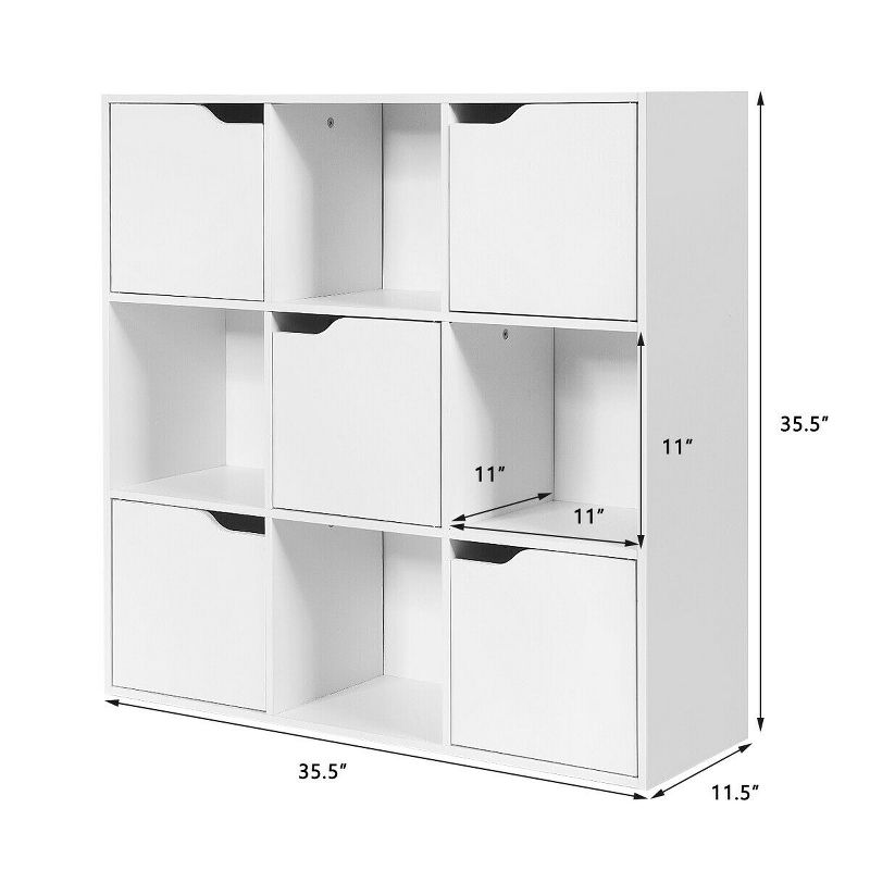 Costway 9 Cube Bookcase Cabinet Wood Bookcase Storage Shelves Room Divider Organization, 2 of 11