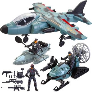 Military Toy Set, Airplane Toy, Pretend Play Fighter Jet with Soliders, Army Men, Kayak Boat, Army Toys for Boys Age 4-7, Kids Birthday Xmas Gifts - 1 of 4