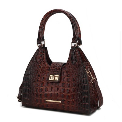 MKF Collection Ava Women's Tote Faux Crocodile Embossed Vegan Leather Handbag by Mia K- Brown