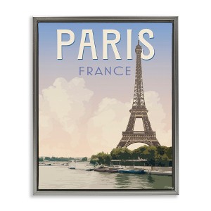 Stupell Industries Paris Tower Landmark Black Framed Floater Canvas Wall Art - 1 of 4