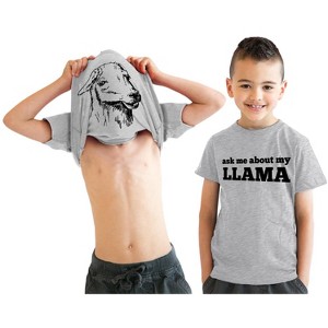 Kids' Ask Me About My Llama T Shirt Funny Youth Llama Flip Shirt Llamas Tee - Crazy Dog Youth T Shirt - 1 of 4