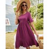 Womens Summer Dress Crew Neck Ruffle Sleeve Casual Flowy Midi Dress - 3 of 4