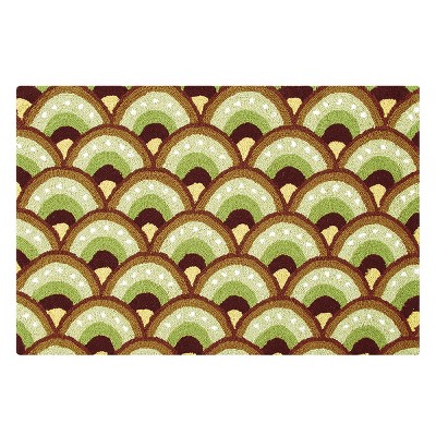 2'x3' Rectangle Hooked Geometric Accent Rug Green - C&F Home