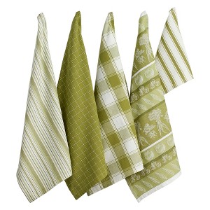 Design Imports  Everyday Basic Dishtowel & Dishcloth Set 5 Piece, Parsley Green, Dt 18X28", Dc 13X13" - 1 of 4