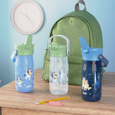 Zak Designs 14oz Bluey Stainless Steel Vacuum Harmony Straw Water Bottle Blue