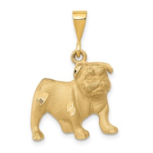 Black Bow Jewelry 14k Yellow Gold Satin and Diamond Cut 2D Bulldog Pendant - 1 of 4
