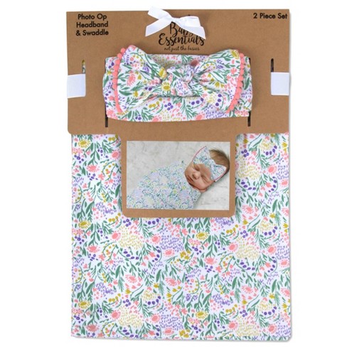Baby essentials photo op headband and swaddle sale