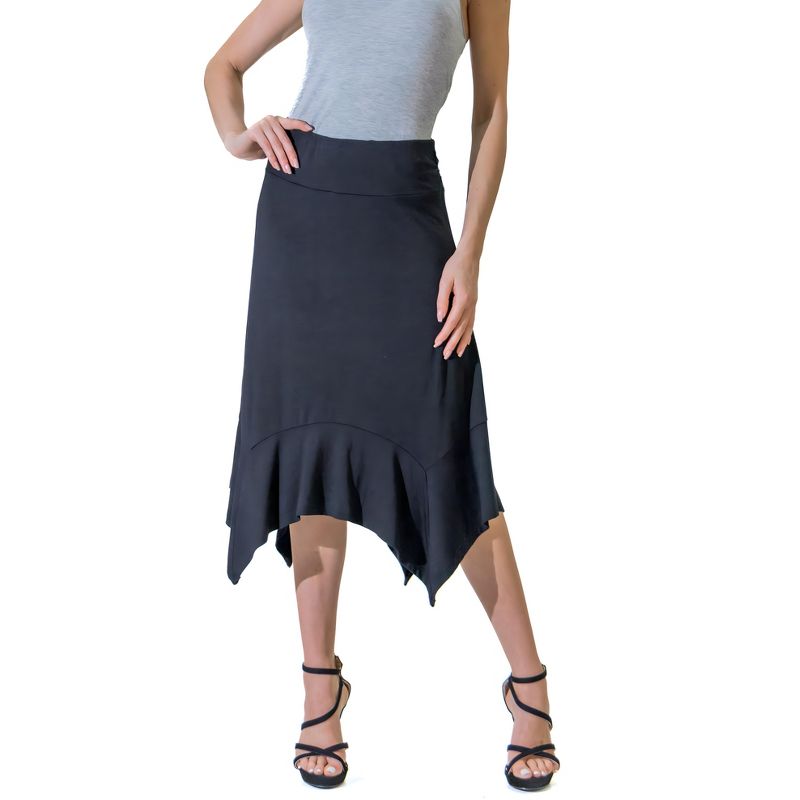 Womens Elastic Waistband Knee Length Skirt, 5 of 7