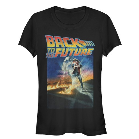 Juniors Womens Back to the Future Retro Marty McFly Poster T-Shirt - Black  - Medium