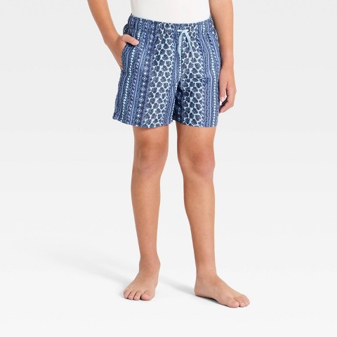 Art Class Boys' Geo Striped Swim Trunks with Built in Boxers - art class™ Blues L