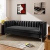71 in. Wide Square Arm Velvet Mid-Century Square Sofa with Channel Tufted 3-Seater Couch - Morden Fort - 3 of 4