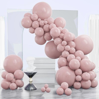 PartyWoo Balloons Cavern Pink Boho Dusty 18 12 10 5 Inch 140 pcs
