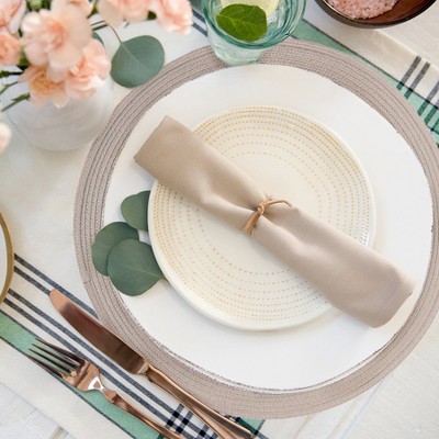 Taupe Woven Vinyl Round Placemats, Set of 12