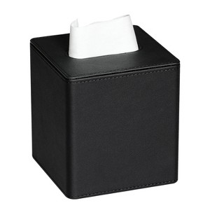 LunaLulinlk PU Leather Tissue Box Cover Square Tissue Box Holder with Magnetic Closure Black - 1 of 4