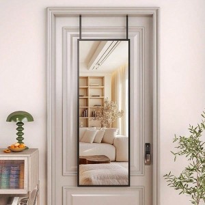44x16" Full Length Door Mirror. Over Door Hanging or Wall Mount for Bedroom, Living Room, Bathroom, Dorm - 1 of 4