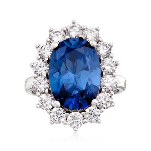 Ross-Simons 5.30 Carat Simulated Sapphire and 1.80 ct. t.w. CZ Ring in Sterling Silver - 1 of 4