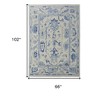 Ivory and Blue Wool Floral Hand Knotted Area Rug With Fringe - 3 of 4