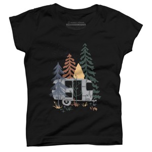 Girl's Design By Humans Camping In Nature By NDTank T-Shirt - 1 of 2
