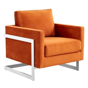 Lincoln Velvet Accent Chair with Chrome Steel Frame - 1 of 4
