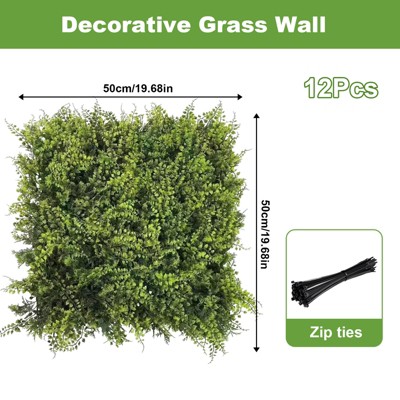 Artificial Grass Wall Panels,20"x 20" Artificial Plant Wall Panels with Daisy Fake Greenery Leaf Hedge for Outdoor,Indoor,6/12/16 Pack