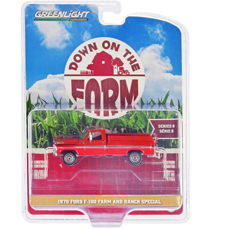 1970 Ford F-100 Truck "Farm & Ranch Special" Candy Apple Red w/Side Cargo Boards 1/64 Diecast Model by Greenlight, 3 of 4