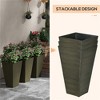 SKRAN 28" Tall Outdoor Planters, Set of 3 Large Taper Planters with Drainage Holes and Plug, Faux Wood Plastic Flower Pots for Garden, Patio - 4 of 4