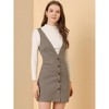 Allegra K Women's V Neck Gingham Check Pinafore Overalls Suspenders Plaid Print Dress - 2 of 4