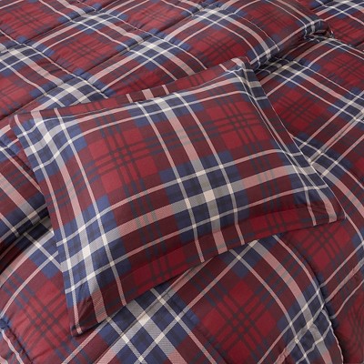 King Red Plaid Microfiber Down Alternative Comforter Set
