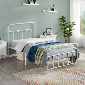 Yaheetech Iron Platform Bed Frame with High Headboard and Footboard - 1 of 4