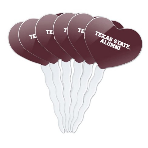 Texas State Alumni Heart Love Cupcake Picks Toppers Decoration Set of 6 - image 1 of 4