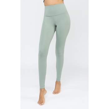 90 Degree By Reflex Interlink Faux Leather High Waist Cire Ankle Legging -  Night Sage - Small