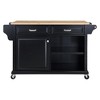 Natural Wood Top Storage Cabinet with 5 Sturdy Casters, Spice Rack Towel Holder, 2 Storage Drawers Cabinet for Kitchen, Entrance Buffet Cabinet - 2 of 4