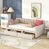 PAGED Twin Size Velvet Fabric Daybed Modern Wooden Bed Frame with 2 Storage Drawers for Bedroom and Living Room - 2 of 4