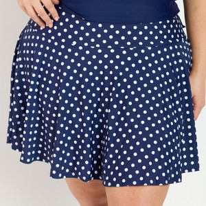 Calypsa Women's Plus Size High Waisted Chlorine Resistant Flowy Swim Skirt With Attached Shorts - 1 of 4