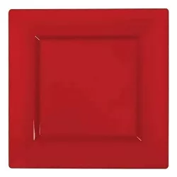 Smarty Had A Party 9.5" Red Square Plastic Dinner Plates (120 Plates)