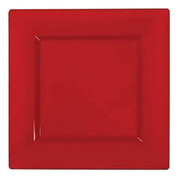 Smarty Had A Party 9.5" Red Square Plastic Dinner Plates (120 Plates)
