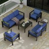 7 Seats Aluminum Patio Furniture Set, 5 Pieces Outdoor Sectional Conversation Set Sectional Sofa with 4" Armrest & 5" Thick Cushions & Coffee Table - 2 of 4