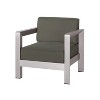 Christopher Knight Home Aviara Outdoor Aluminum Club Chair with Cushions (Set of 4), Silver/Khaki - 4 of 4