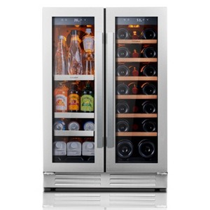 Ca'Lefort 24" dual-zone wine/beverage fridge, holds 60 cans/20 bottles, glass door, 3 LED lights, adjustable shelves, 4.1 cu.ft - 1 of 4