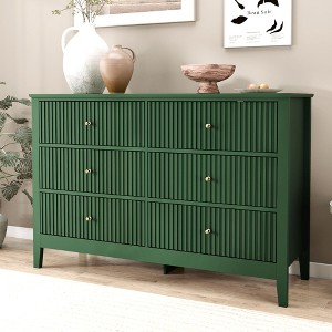 Fluted Dresser with Drawer, Modern Dressers for Bedroom, Natural Wood Dresser Organizer Dresser with Blister Drawers - 1 of 4