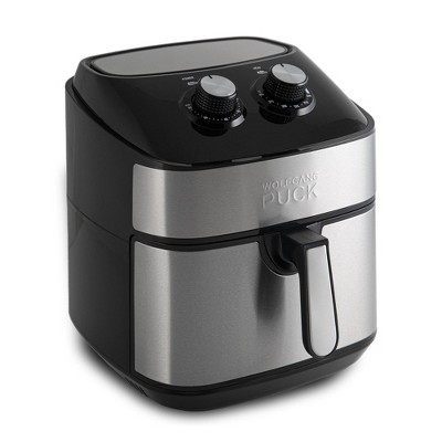 Wolfgang Puck 9.7QT Stainless Steel Air Fryer, Large Single Basket Design, Simple Dial Controls