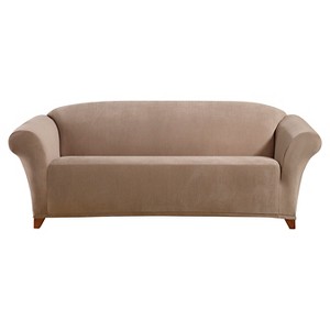 Stretch Pixel Corduroy Sofa Slipcover Taupe - Sure Fit, Brown
